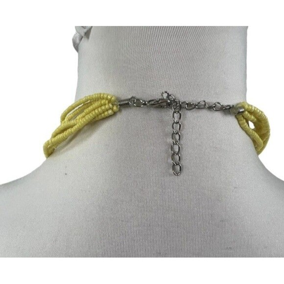 Vintage Yellow Seed Bead Necklace Retro Multistrand Necklace 19" w/ 2" Extender - Picture 5 of 6